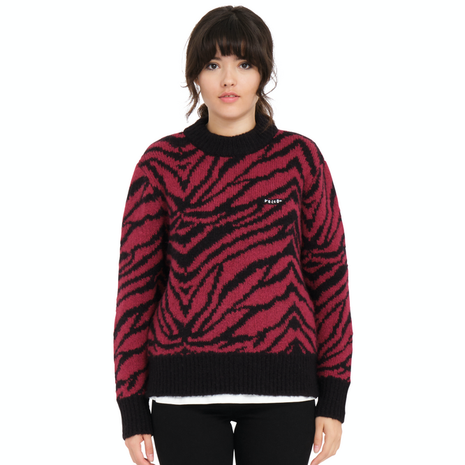 Zebra-Pullover für Damen Wein