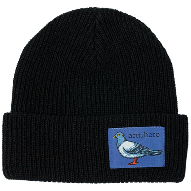 Lil Pigeon Label Manschettenmütze Schwarz