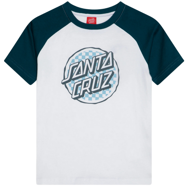 Kids Breaker Check Dot Front T-shirt Weiß/Tidal Teal