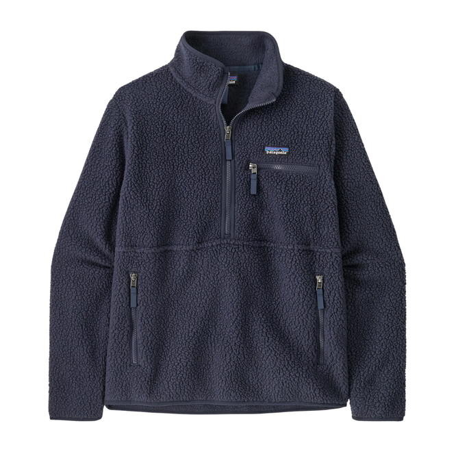 Womens Retro Pile Marsupial 1/4 Fleece Sunken Blue