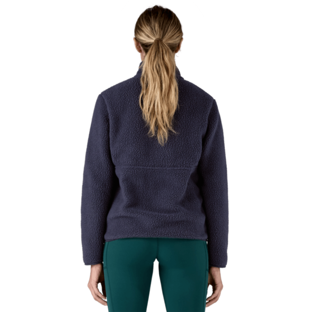 Womens Retro Pile Marsupial 1/4 Fleece Sunken Blue