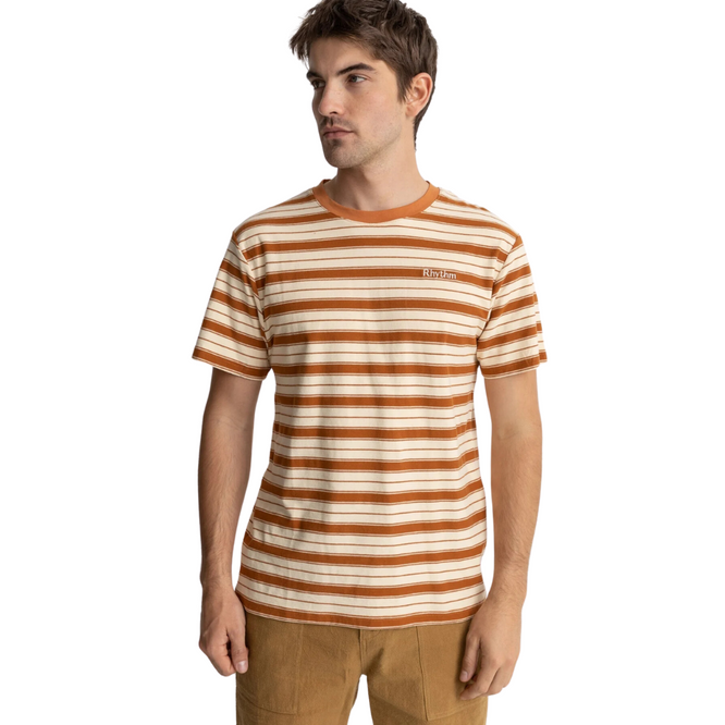 Alltags-T-Shirt mit Streifen Zedernholz