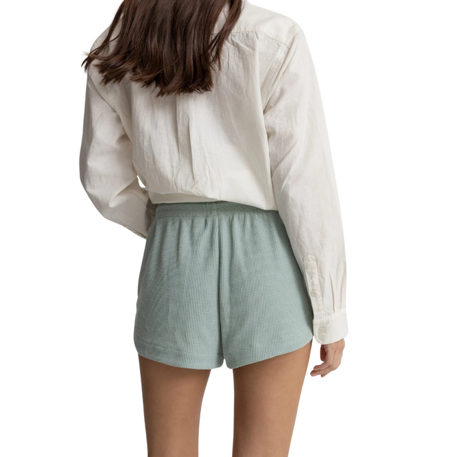 Waffel-Shorts für Damen Seegrün