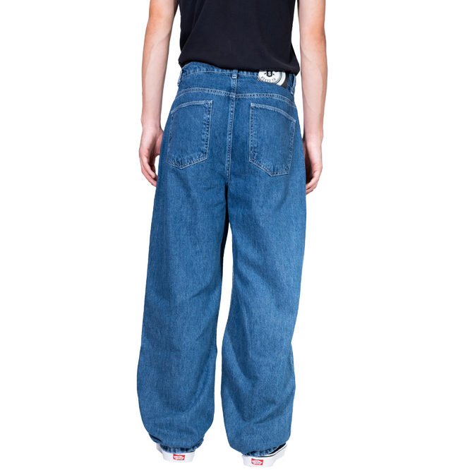 Elektrische Baggy Denim-Hose Dunkelblau