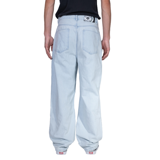 Elektrische Baggy Denim-Hose Hellblau
