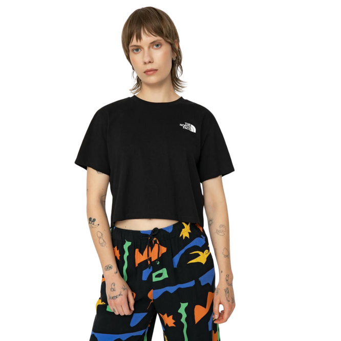 Womens Cropped Einfache Kuppel T-Shirt TNF Schwarz