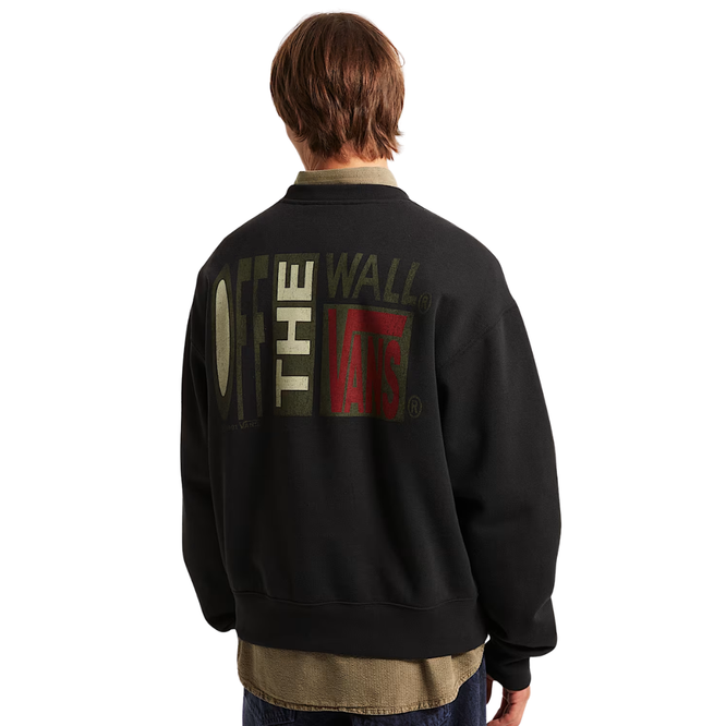 Stretch Stack Crackle Black Crewneck