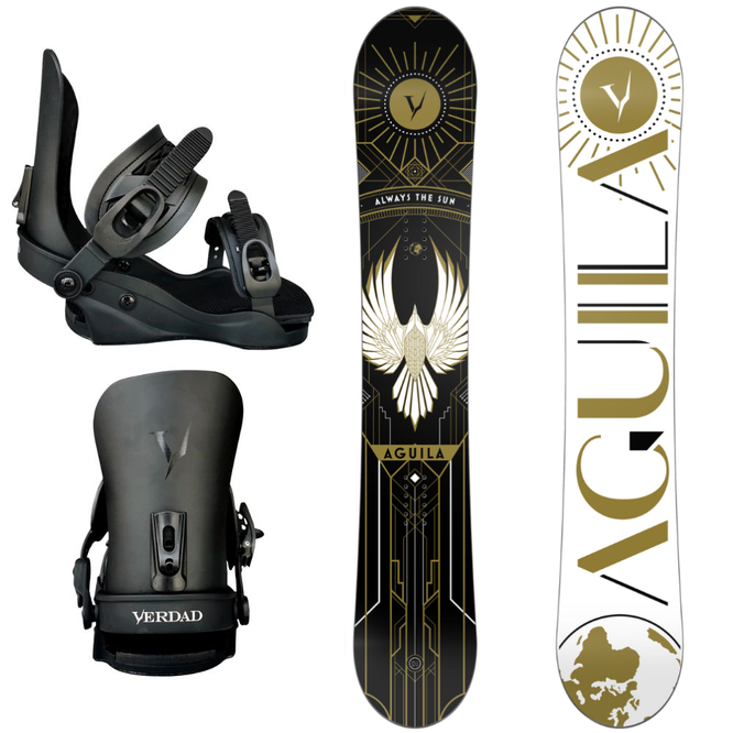 DJ Aguila Black Art Deco 24 Snowboard + V Bindings Snowboard Set