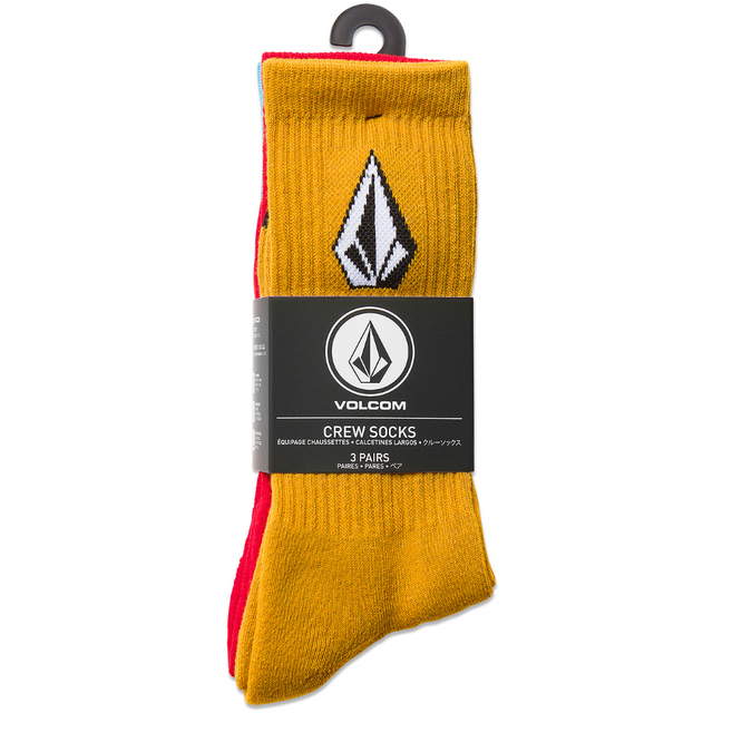 Full Stone Socks 3Pack Multi Yellow/ Red/ Blue