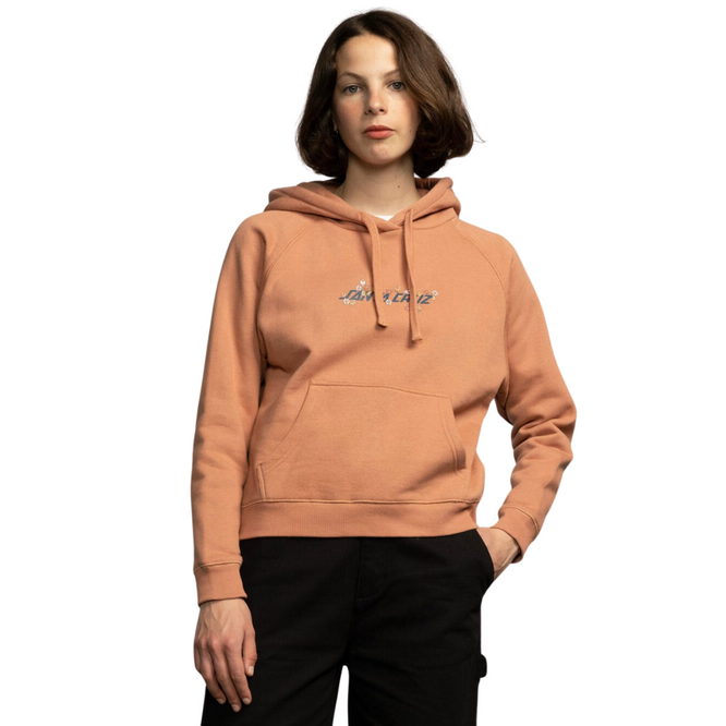 Womens Sage Strip Front Hoodie Lehm