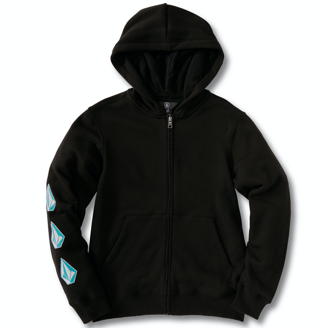 Kids Iconic Blue Stone Zip Hoodie Black